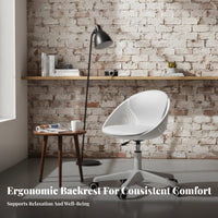 Height Adjustable Armless Vanity Chair Space-Saving Design Upholstered Caster Chair Ergonomic spine supportrest rotate Seat Mobile Casters for Small Apartment Residents, Home Workers, Students, Dressing Area, Study Room, Bedroom