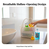 Hollow Design Portable basket with Handle Quick Drainage Woven Bath Basket Easy to Clean Bathroom Accessory adaptable for College Students, Home Organizers, aquatic activityming Pool, Shower, Dormitory, Camping