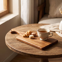 Wooden Serving Tray with Handles Rectangular Serving Tray with Handle Wood Grain Platter for Hosts, Homeowners, Tea Service, Breakfast, Cafes