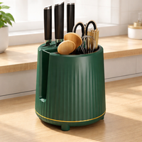 360° Rotating Kitchen Utensil Pot, Synthetic Utensil Holder 21.5x14 cm, Spice Storage for Amateur Cooks, Non-Slip Base