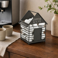 House-Shaped Coffee Capsule Small Basket Front Door Wire Coffee Organizer Sturdy Capsule Basket