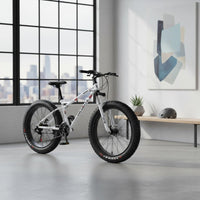 All Terrain 26 Inch Fat Tire Bike Disc Brakes Snow Bike Multi-Speed Outdoor Vehicle Front Suspension for Students