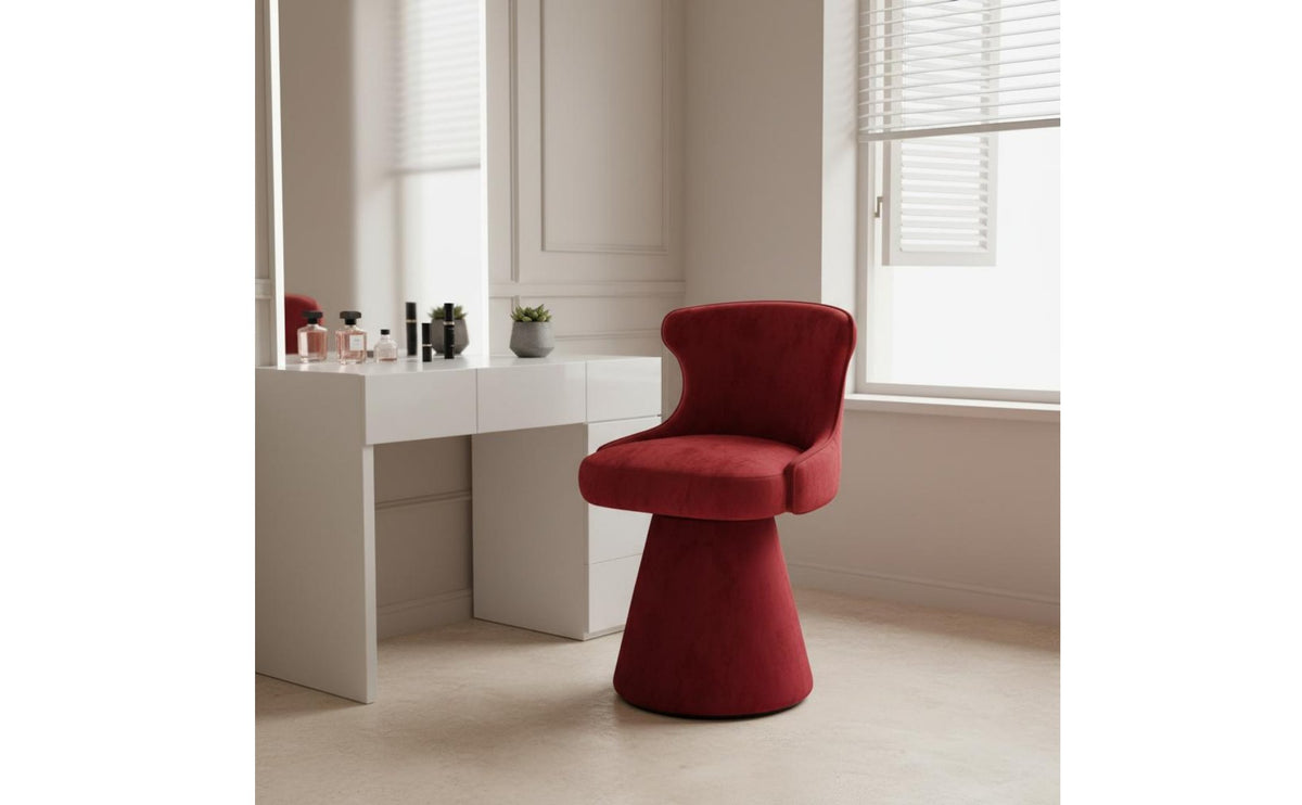 Minimalist Design Swivel Makeup Chair Soft Padded Cushion Upholstered Vanity Stool with Backrest Ergonomic Back Support Upholstered Makeup Stool Scratch Resistant Textile for Nail Salon