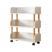 With casters Multi-Tier Rolling Book Cart Space-Saving Tiered Rolling Organizer Simple Design bookcase Easy to Assemble for Students, Office Workers, educators, Living Room, Bedroom, Classroom