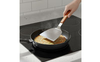 Multi-Purpose Teppanyaki Spatula Rust Resistant Griddle Spatula Easy to Clean Wooden Handle Flipper Professional Grade for Chefs, Grilling, Outdoor Cooking, Restaurant