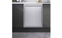 Brushed Stainless Steel Wall-Mounted Trash Can Cabinet Concealed Tilt-out Trash Cabinet Flush-Mount Recessed Waste Receptacle Modern for Renovators, Homeowners