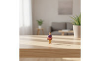 Miniature Child with Toy Car Hand-Painted Standing Boy Figure Tiny Figurine for Hobbyists, Collectors