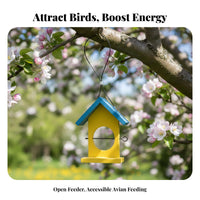 Wooden Bird Feeder Wood Construction Hanging Bird Feeder Easy to Fill Garden Accessory for Nature Lovers, Balcony, Yard, Patio