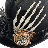 Steampunk Monocle Top Hat Lolita Gothic Skull Hand Halloween Party Hat