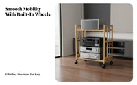 Movable with Wheels Multi-Layer Audio Rack Space-Saving Vertical Design Adjustable AV Component Rack Heavy Duty Rolling Amplifier Stand Stable Construction for Audiophiles, Home Theater Enthusiasts, Studio