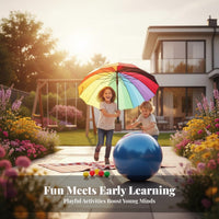 Sturdy Rainbow Play Parachute Reinforced Mesh Center Kids Play Parachute Includes Storage Bag Educational Equipment for Children, Preschoolers, Kindergarten, Daycare, School, Outdoor