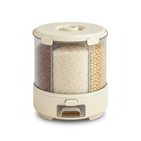 Messspill-Proof Food Storage Container with Compartments Segmented Dry Food Dispenser Transparent Grain Dispenser Clear for Kitchen, Pantry