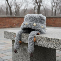 Soft Knitted Earflap Trapper Hat Warm Earflap Knit Hat Cute for Women, Cold Weather, Autumn
