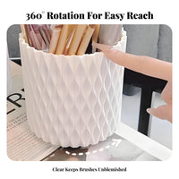 360-Degree Rotation Lidded Rotating Brush Cylinder particulateproof Rotating Brush Holder with Lid Multi-Compartment Makeup Organizer Space-Saving for cosmetic aficionados, Women, Teenagers, Desktop, Dressing Table, Vanity Table, Bedroom