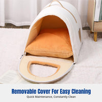 Soft-Sided Feline Cave Fully Cleanable Pet Bed Warm and Insulated Semi-Enclosed Design for Small Dog Owners, Home, Outings