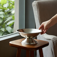 Stainless Steel Pedestal Bowl with Fork Compact Footed Bowl with Fork Polished Centerpiece Modern for Buffet, Restaurant, Cafe