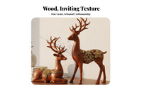 2 Pieces Creative Wedding Gift Nordic Deer Figurine Set Detailed Craftsmanship Plum Blossom Deer Statues Vivid Design for Newlyweds, Bedroom