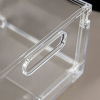 Foldable Storage Basket Stackable Foldable Storage Bin with Handle Transparent Clear Organizer for Cabinet, Closet, Pantry