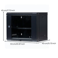 Cold-Rolled Steel Construction Wall Mount Network Rack Tempered Glass Door Wall Mounted Equipment Cabinet Good Ventilation IT Equipment Cabinet Adjustable Shelf for Home Workspace Enthusiasts, Surveillance System