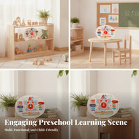 Printed English Labels Calendar Clock Board Movable Hands Clock Calendar Board Sliding Pieces Teaching Aid Colorful for Preschoolers, Children, Teachers, Classroom