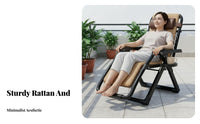 Folding Rattan Recliner Foldable Woven Deck Chair Breathable Portable Recliner for Homeowners, Beachgoers, Balcony, Backyard, Poolside
