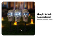 Zombie Cranium Replicas Corded Yard Ornament Worn Look Halloween Decor