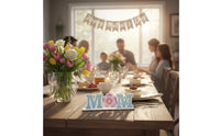 Hollow-out Design Mother's Day Table Sign Durable Mother's Day Wooden Sign Mom Themed Tabletop Decor for Birthday, Party