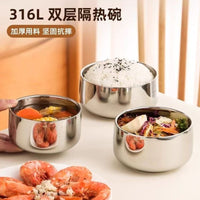 食品级双层不锈钢碗家用防摔防烫隔热儿童不锈钢碗成人汤饭碗批发