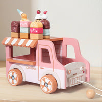 12 Pieces Wooden Ice Cream Stand Gift Idea Toy Ice Cream Truck Educational Dessert Vending Stand Toy for Girls, Kids, Playroom, Nursery