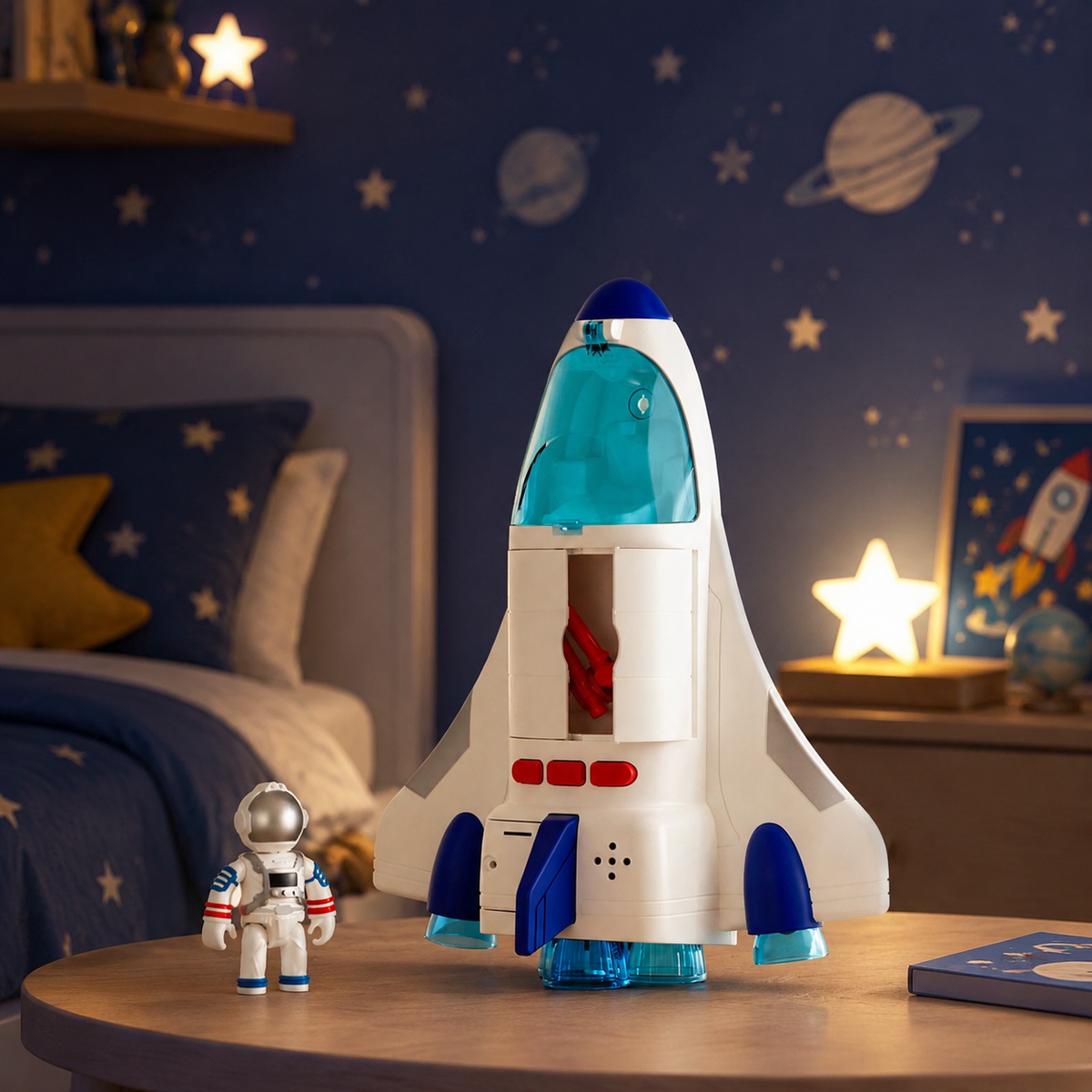 Space Playset Educational Toy Rocket Toy Space Base Toy with Astronaut Figure 4-6 Years Old Kids Birthday Present Light Up Sound Toy