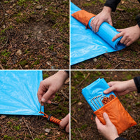 Outdoor Waterproof Oxford Cloth Ground Mat Tent Tarp Picnic Blanket with Stakes and Ropes