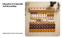Arithmetic Symbols Montessori Number Toy Wooden Number Counter Wooden Math Board Hand-Eye Coordination for Preschoolers, Young Children