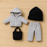 Doll Clothes Set for 24cm Mia Doll, Gray Sportswear Outfit with Accessories