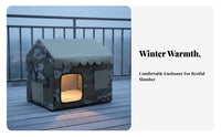 Enclosed Cooling Kennel Easy Assembly Feline House Spacious Interior Portable for Indoor, Trip