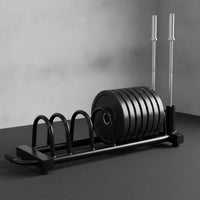 Barbell Plate Storage Cart Heavy-Duty Plate Holder with Bar Stand Vertical Long-Lasting for Gym Owners