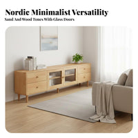 TV Stand and Side Cabinet Set Slim Design Media Console Space-Saving Storage Furniture for Families, Homeowners, Living Room, Small Spaces, Bedroom