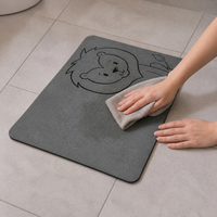 Cartoon Animal Diatomaceous Earth Bath Mat, Non-Slip Absorbent Quick Dry Floor Mat for Bathroom