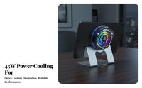 AI Temperature Control 45W Tablet Cooling Pad Rapid Chill Zing Effect Digital Display Phone Cooler Low Noise for Content Creators