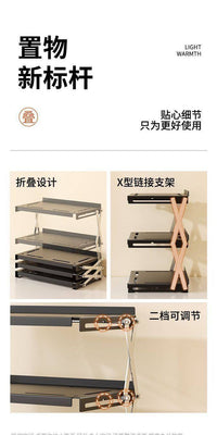 Outdoor Camping Folding Storage Rack, 4-Tier, Portable, No Installation