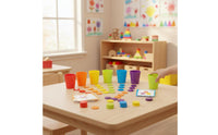 Concentration Training Stacking Cups and Discs Game Early Education Color Sorting Cup Set Hand-Eye Coordination Child-Centered Color Matching Toy Logical Thinking for Preschoolers, Toddlers, Kids, Kindergarten, Classroom