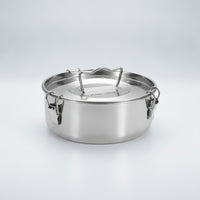 Universal Steaming Pot with Locking Clasps Slimline Stainless Steel Steamer Insert Compact Steamer Basket with Lid Dishwasher Safe for Stockpot