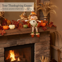 Autumn Harvest Festival Sunflower Faceless Doll Scarecrow Figurine for Desktop & Window Decor