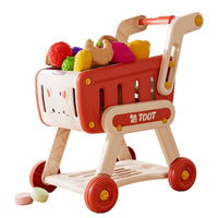 Toy Shopping Cart for Toddlers with Fruit and Grocery Play Set