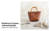 Woven Design Imitation Rattan Hand container With grasps Handwoven farmer's market Tote multifunctional all-purpose bag Container Lightweight for Gift Givers, Shoppers, Adults, Home Storage, everyday Use, awaydoor dining, Shopping