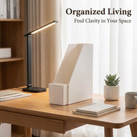 Desktop File Organizer with Compartments, Vertical Book Stand for Desk, Document Filing Rack for Students Workspace Organization