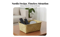 Rectangular Seagrass Basket Sturdy Woven Container Reinforced Frame for Students