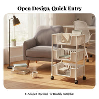 Space-Saving Multi-Tier Rolling Bookshelf with Wheels Multi-Tier Rolling Rack Large Capacity Book Trolley Strong Load-Bearing for Students, Home Office Workers, Teachers, Study Room, Bedroom, Classroom