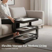 Modern Design Multi-Tier Storage Rolling Trolley on Wheels Space-Saving Design 3-Tier Rolling Stand Easy to Clean Wheeled Side Table Sturdy Construction for Apartment Dwellers, Office Workers, Living Room, Bedroom, Kitchen, Bathroom