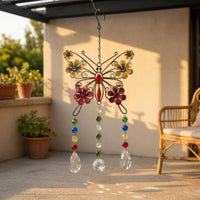 Faceted Beads Crystal Butterfly Suncatcher Floral Accents Butterfly Sun Catcher Multicolored Rainbow Creator Ornament Teardrop Pendants