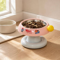 Raised Pet Bowl Cartoon Print Elevated Feeder